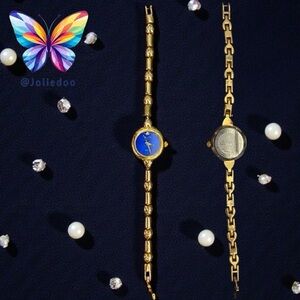 Osirok Gold Heart Shape and blue Stainless Steel back Max Water Resistant Watch